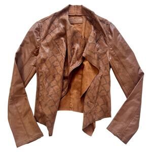NEW Anthropologie Blank NYC Sharona Snake Print Faux Leather Jacket XS Women's